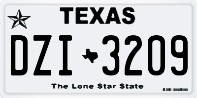 TX license plate DZI3209