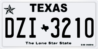 TX license plate DZI3210