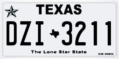 TX license plate DZI3211