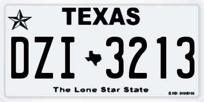 TX license plate DZI3213