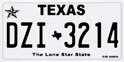 TX license plate DZI3214