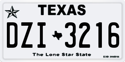 TX license plate DZI3216