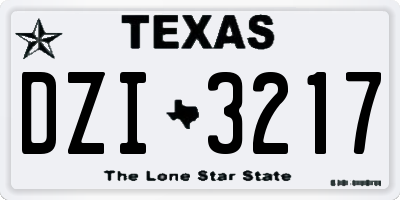 TX license plate DZI3217