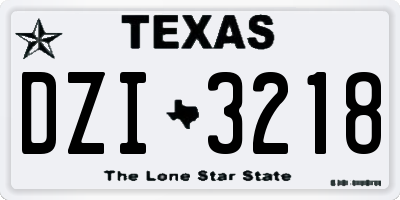 TX license plate DZI3218