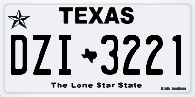 TX license plate DZI3221
