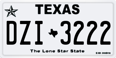 TX license plate DZI3222