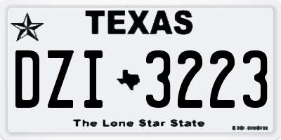 TX license plate DZI3223