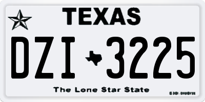 TX license plate DZI3225