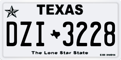 TX license plate DZI3228