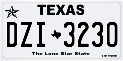 TX license plate DZI3230