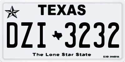 TX license plate DZI3232