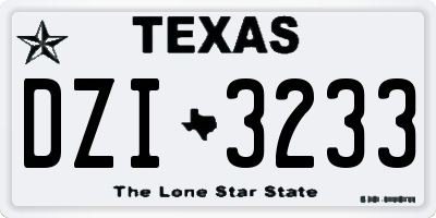 TX license plate DZI3233