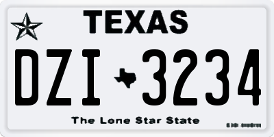 TX license plate DZI3234