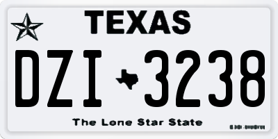 TX license plate DZI3238