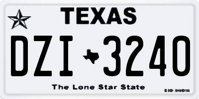 TX license plate DZI3240