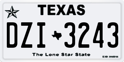 TX license plate DZI3243