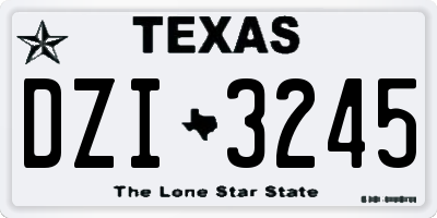 TX license plate DZI3245