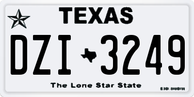 TX license plate DZI3249