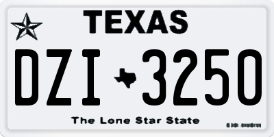 TX license plate DZI3250