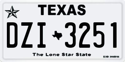 TX license plate DZI3251