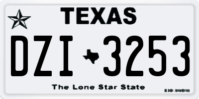 TX license plate DZI3253