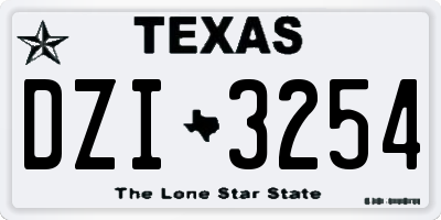 TX license plate DZI3254