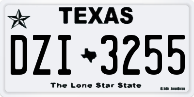 TX license plate DZI3255