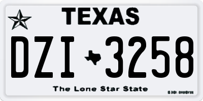 TX license plate DZI3258
