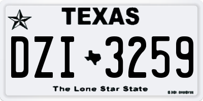 TX license plate DZI3259