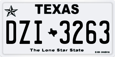 TX license plate DZI3263