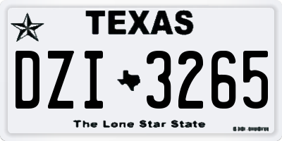 TX license plate DZI3265