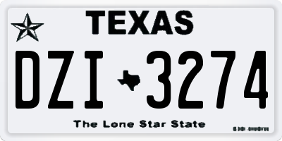 TX license plate DZI3274