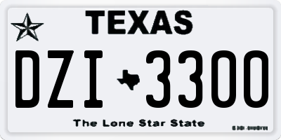 TX license plate DZI3300