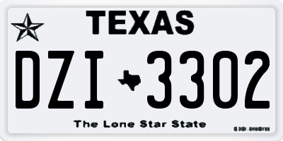 TX license plate DZI3302