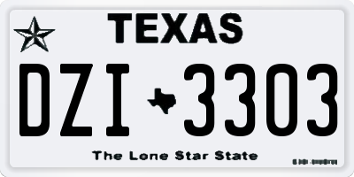 TX license plate DZI3303