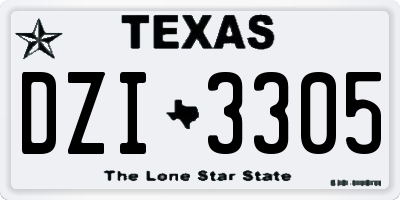 TX license plate DZI3305