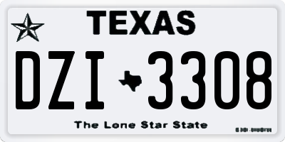 TX license plate DZI3308