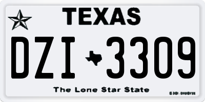 TX license plate DZI3309