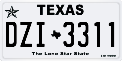 TX license plate DZI3311