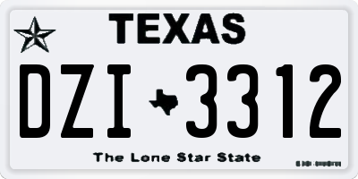 TX license plate DZI3312
