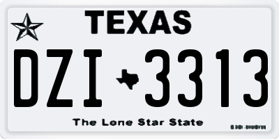 TX license plate DZI3313