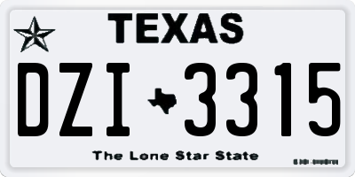 TX license plate DZI3315