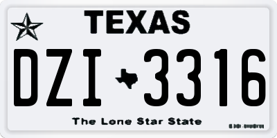TX license plate DZI3316