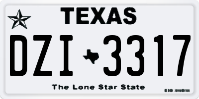 TX license plate DZI3317
