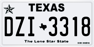 TX license plate DZI3318