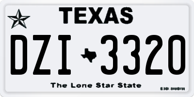 TX license plate DZI3320