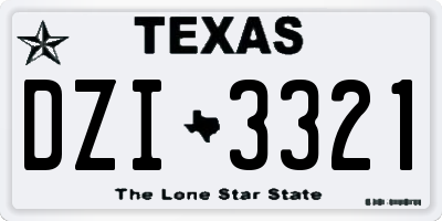 TX license plate DZI3321
