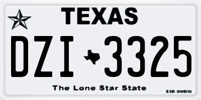 TX license plate DZI3325
