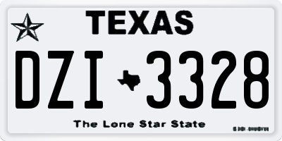 TX license plate DZI3328