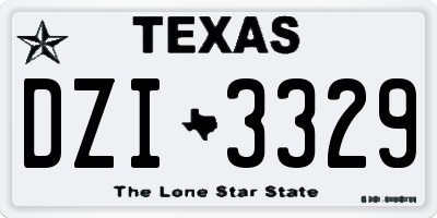 TX license plate DZI3329